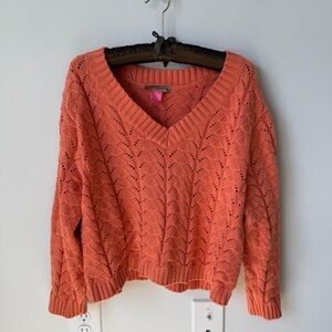 Vintage 2000’s off the shoulder orange knit sweater